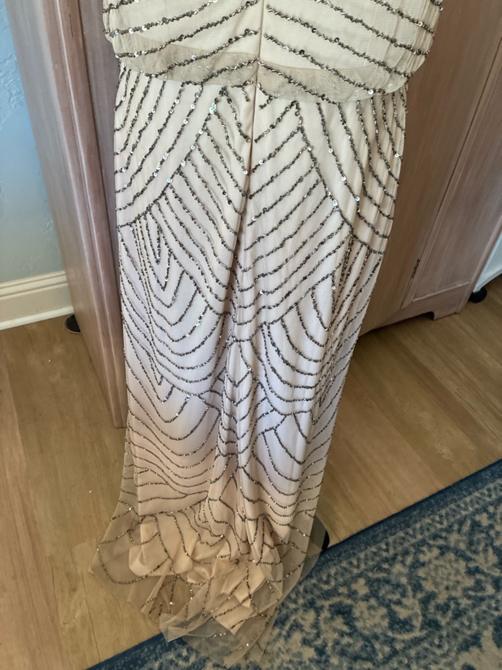 Adrianna Papell Beaded Blouson Gown SZ 14 Art Deco Evening Dress mother of Bride - Picture 7 of 16